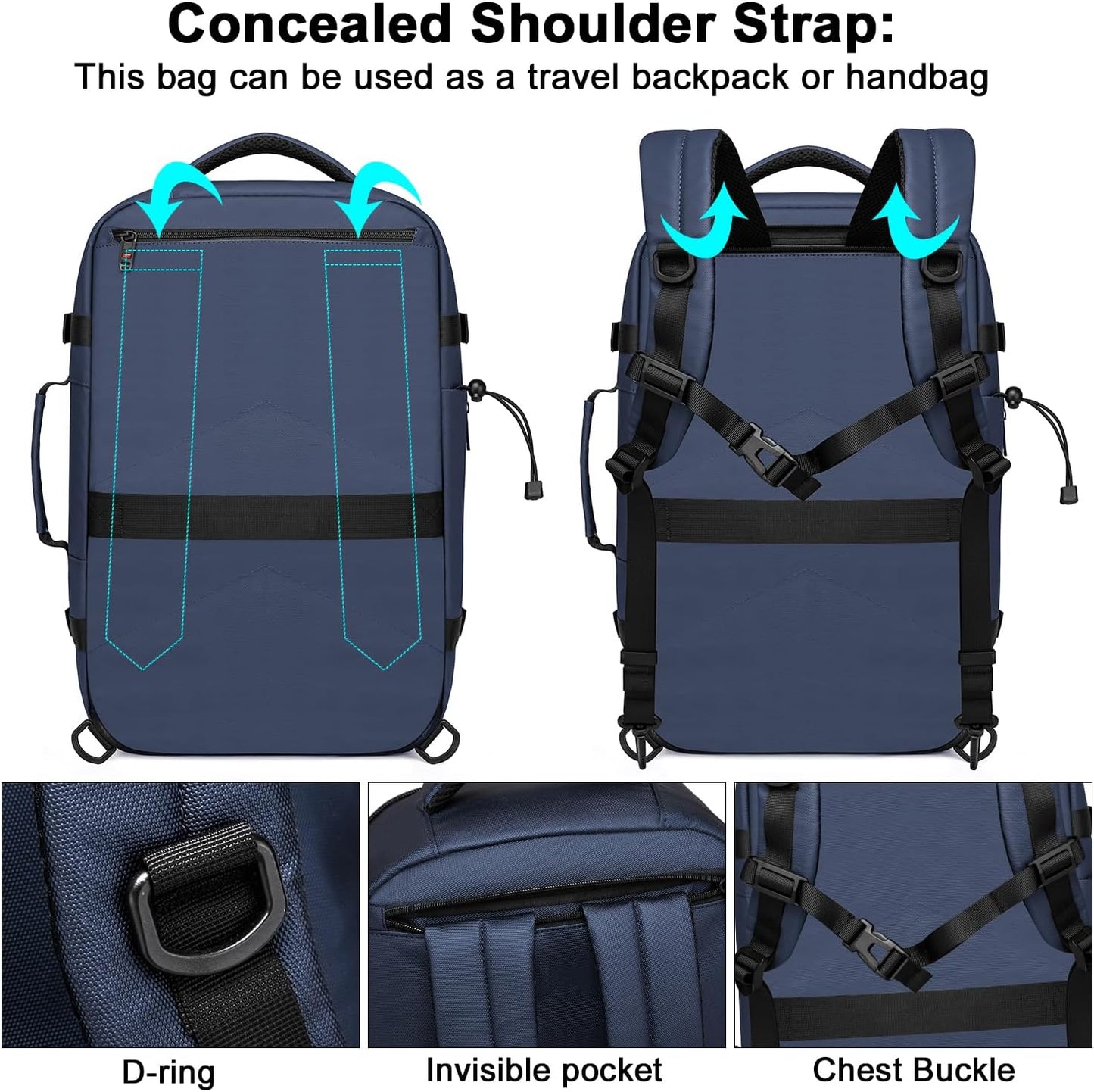 18 Inch Travel Laptop Backpack for Women Men,Business Travel Backpack Fit Flight Approved Water Resistant Computer Backpack Suitcase Backpack Blue