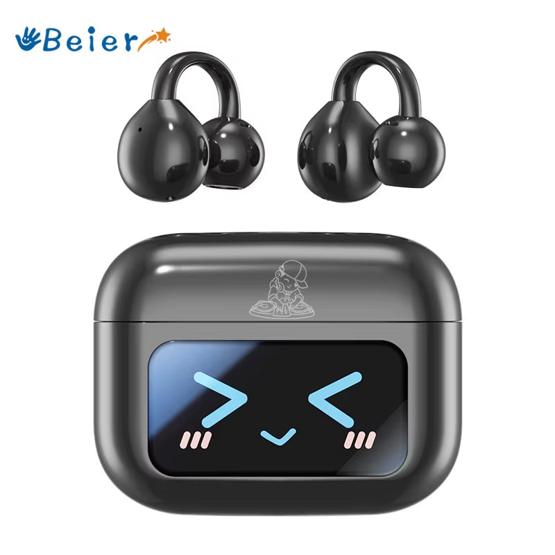 Beier M100 Clip Ear Wireless Bluetooth5.4 Earbuds Full Color LCD Touch Screen Noise Canceling Earphone Hifi Stereo Sound Headset
