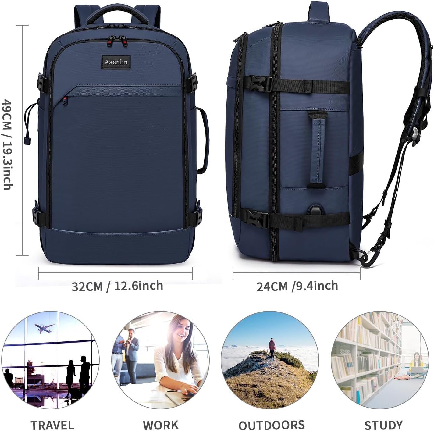 18 Inch Travel Laptop Backpack for Women Men,Business Travel Backpack Fit Flight Approved Water Resistant Computer Backpack Suitcase Backpack Blue