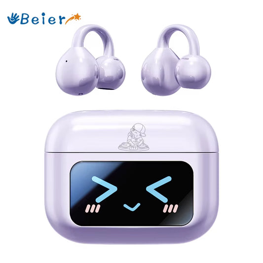 Beier M100 Clip Ear Wireless Bluetooth5.4 Earbuds Full Color LCD Touch Screen Noise Canceling Earphone Hifi Stereo Sound Headset